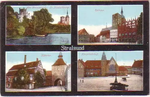 19813 Mehrbild Ak Stralsund Hauptbahnhof usw. 1916