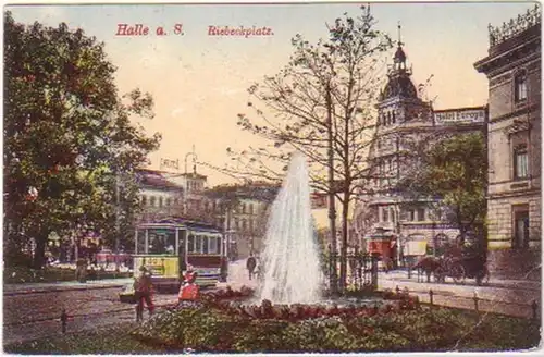 19785 Feldpost Ak Halle an der Saale Riebeckplatz 1918