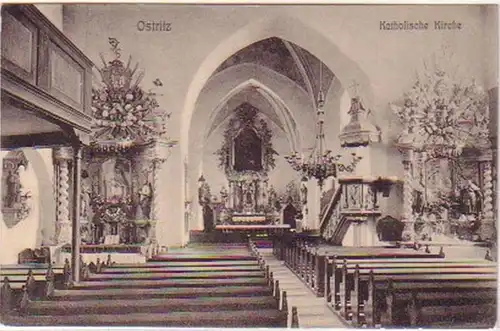 19763 Ak Ostritz Katholische Kirche Innenansicht 1909