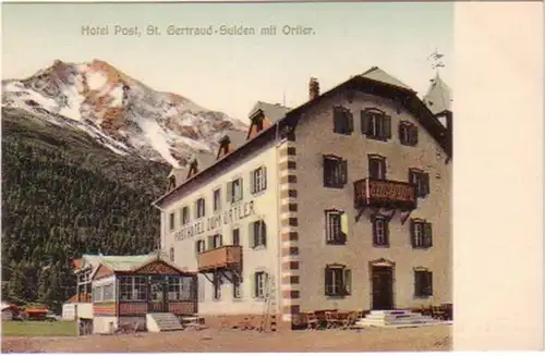 19745 Ak St.Gertraud Sulden mit Ortler Hotel Post 1906