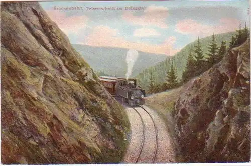 19728 Ak Brockenbahn Felseneinschnitt im Drängetal 1910