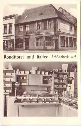 19719 Ak Schönebeck pâtisserie & café vers 1930