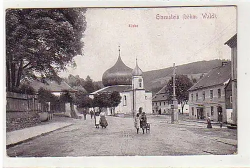 19653 Ak Eisenstein böhm. Wald Kirche 1912
