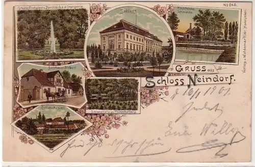 19634 Ak Lithographie Salutation de Château Nondorf Gasthaus 1901