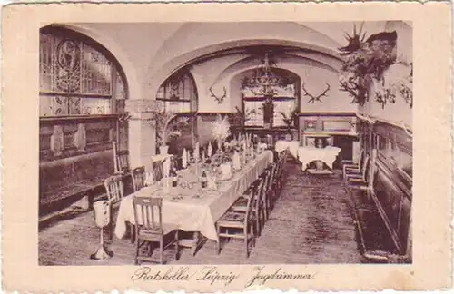 19617 Ak Ratskeller Leipzig Jagdzimmer 1917