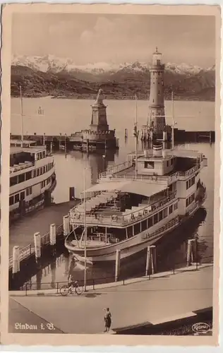 19593 Feldpost Ak Lindau im Bodensee Hafeneinfahrt 1942