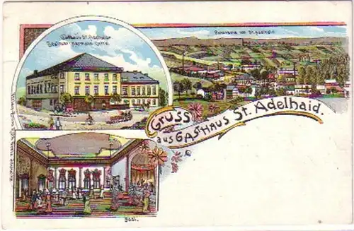19585 Lithographie Gruss de l'auberge St. Adelhaid 1911