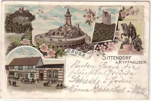 19575 Ak Lithographie Gruss aus Sittendorf Gasthof 1897