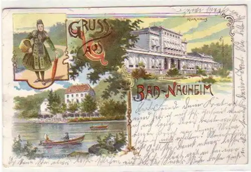 19524 Ak Lithographie Gruss aus Bad Nauheim 1899