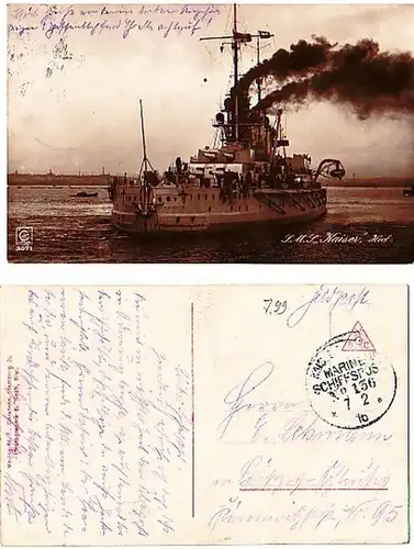 19519 Feldpost-Ak SMS "Empereur" Heck 1916