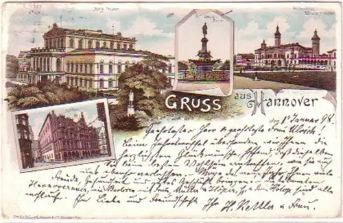 19490 Ak Lithographie Gruss aus Hannover 1897