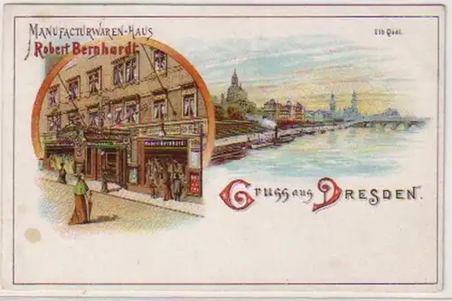 19483 Ak Lithographie Gruß aus Dresden Warenhaus 1900