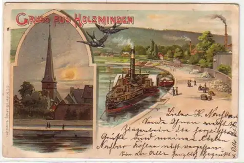 19479 Ak Lithographie Gruß aus Holzminden 1898