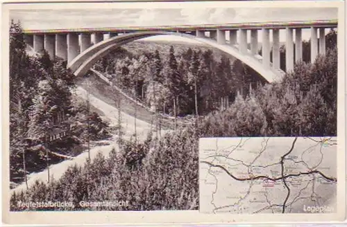 19471 Ak Teufelstalbrücke mit Lageplan um 1930