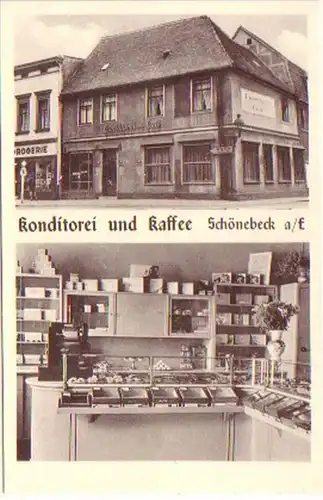 19441 Ak Schönebeck Konditorei & Kaffee um 1930