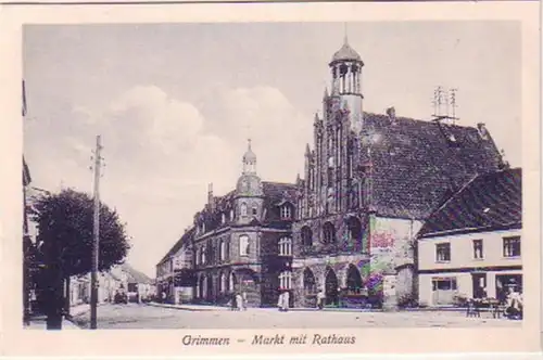 19356 Ak Grimmen Markt mit Rathaus 1925