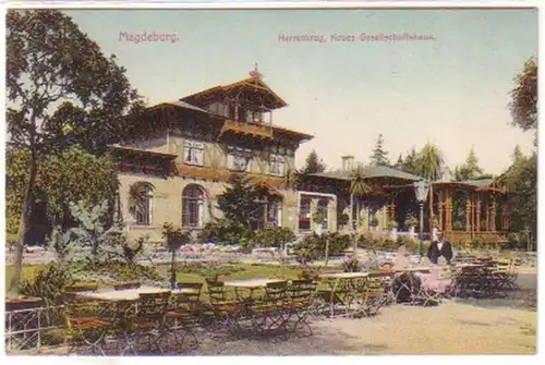 19333 Ak Magdeburg Herrenkrug Gesellschaftshaus 1909