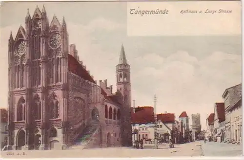 19277 Ak Tangermünde Rathaus & Lange Straße um 1900