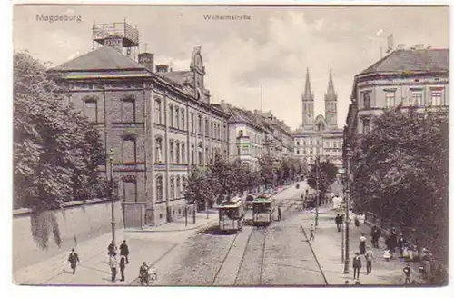 19261 Ak Magdeburg Wilhelmstraße avec tram 1912