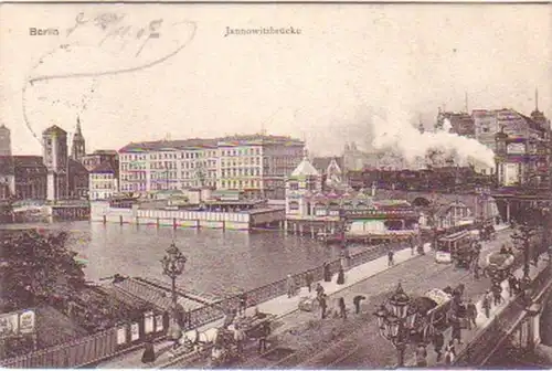 19246 Ak Berlin Jannowitzbrücke mit Verkehr 1907