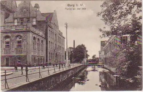 19234 Ak Burg bei Magdeburg Partie an der Ihle 1917