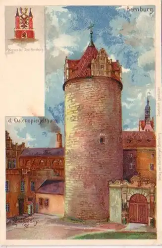 19233 Ak Lithographie Bernburg Eulenspiegelturm vers 1900