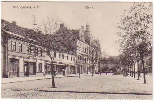 19173 Feldpost Ak Schönebeck an der Elbe Markt 1916