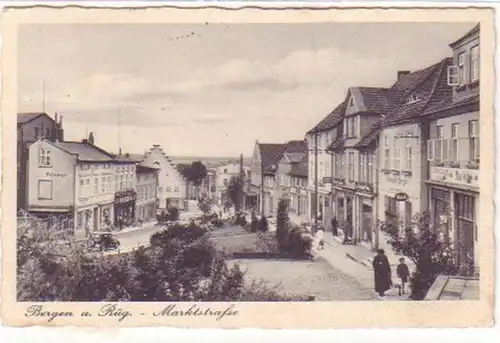 19163 Ak Bergen sur Rügen Marktstrasse 1940