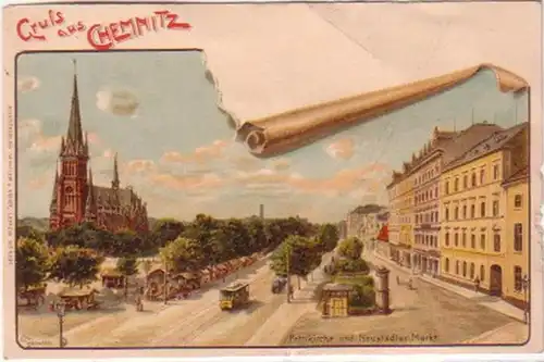 19147 Ak Lithographie Gruss de Chemnitz vers 1900