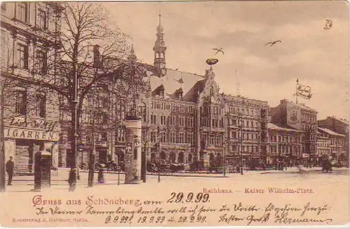 19107 Ak Gruß aus Schöneberg Kaiser Wilhelm Platz 1899