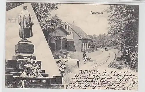 19072 Ak Barmen Forsthaus Bismarck monument 1900