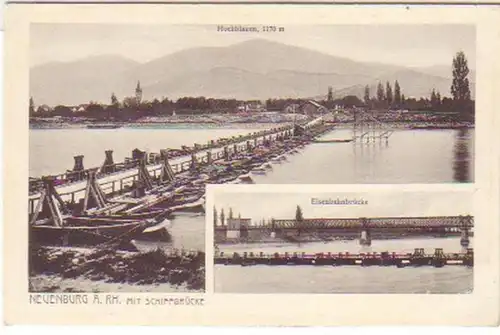 1905 Ak Neuchâtel am Rhein Schiffbrücke um 1920