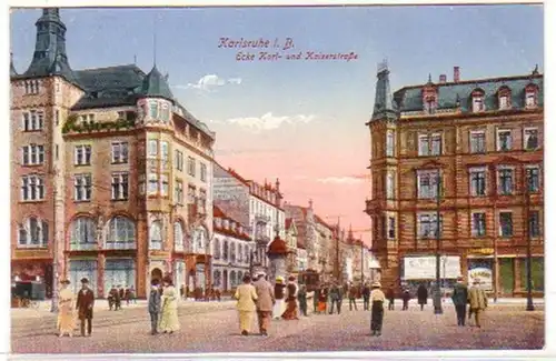 19058 Ak Karlsruhe Ecke Karl- und Kaiserstraße um 1910