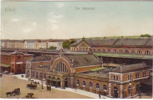 19026 Ak Erfurt der Bahnhof Totalansicht 1907