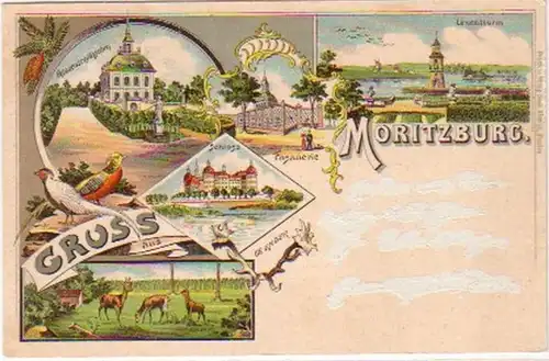 19025 Ak Lithographie Gruß aus Moritzburg um 1900