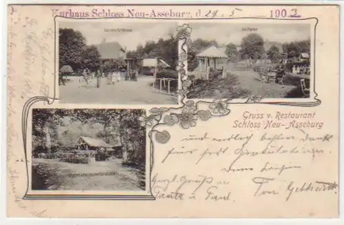 18980 Ak Gruß vom Restaurant Schloß Neu Asseburg 1903