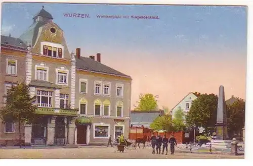 18972 Ak Wurzen Wettinerplatz mit Siegesdenkmal 1912
