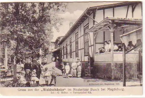 18961 Ak Gruß aus der "Waldschänke" bei Magdeburg 1911