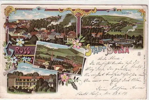 18958 Ak Lithographie Gruß aus Stadt Sulza 1900