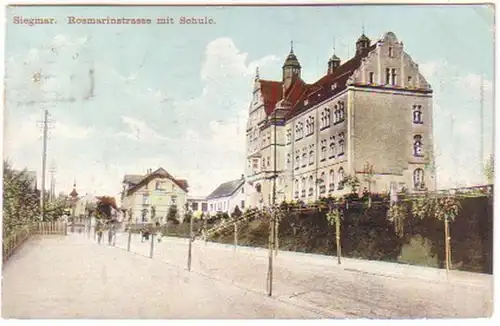 18947 Ak Siegmar Rosmarinstrasse mit Schule 1913