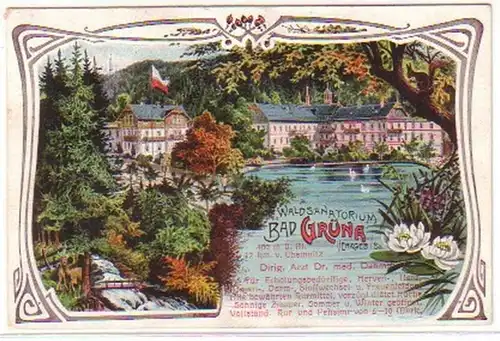 18946 Ak Lithographie Bad Grüna Waldsanatorium 1919