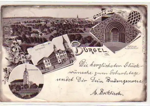 18923 Ak Lithographie Gruß aus Bürgel Thür. 1897