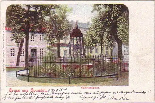18913 Ak Gruß aus Spandau Heinrichsplatz 1900