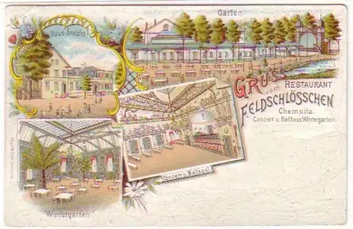 18901 Ak Lithographie Gruss aus Chemnitz Gasthof 1903