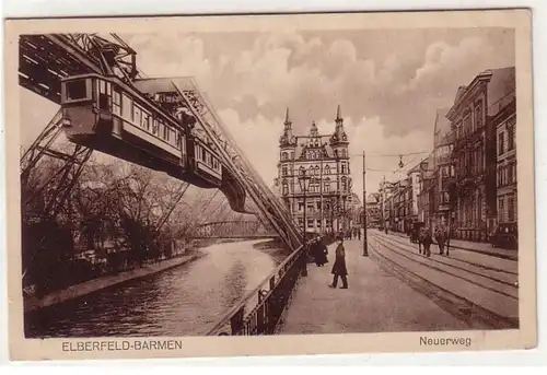 18899 Ak Elberfeld Barmen Neuerweg avec train en suspension vers 1930
