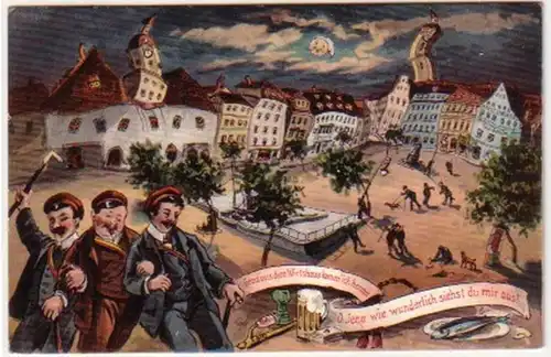18881 Humor Ak Jena Marktplatz verwackelt 1911