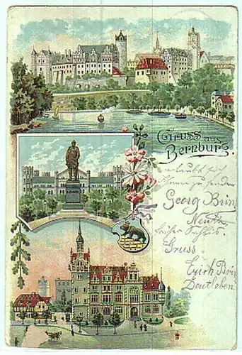 18867 Ak Lithographie Gruss aus Bernburg 1901