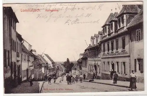 18848 Ak Lommatzsch Korngasse mit Geschäften 1912