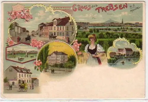 18837 Ak Lithographie Gruß aus Trebsen a.d.Mulde 1906