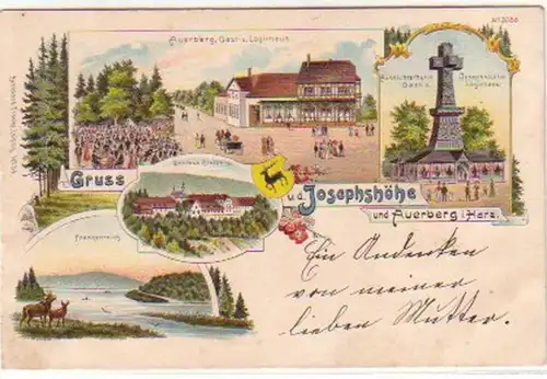 18833 Ak Lithographie Gruß aus Auerberg im Harz um 1900